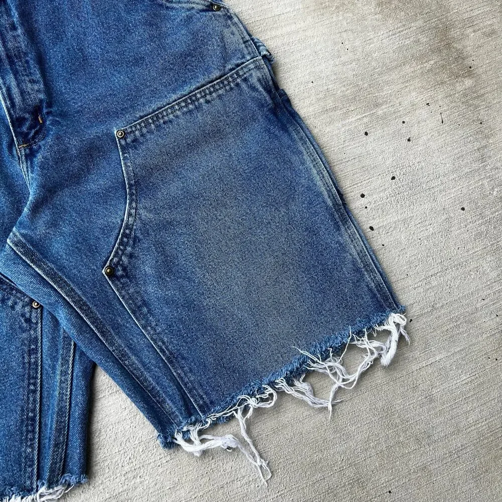 Carhartt denim blue jean double knee work wear carpenter shorts